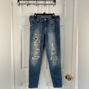 American Eagle Outfitters Distressed Skinny Jeans - Blue